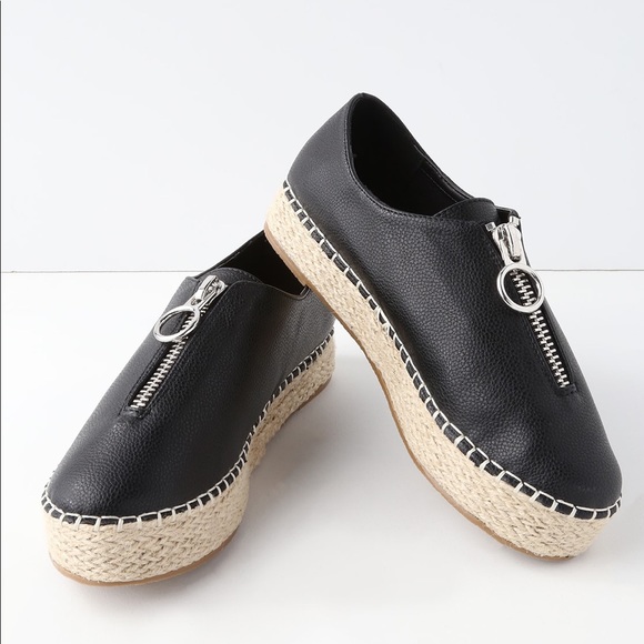 Black Boyfriend Platform Espadrille Sneaker - Picture 2 of 5